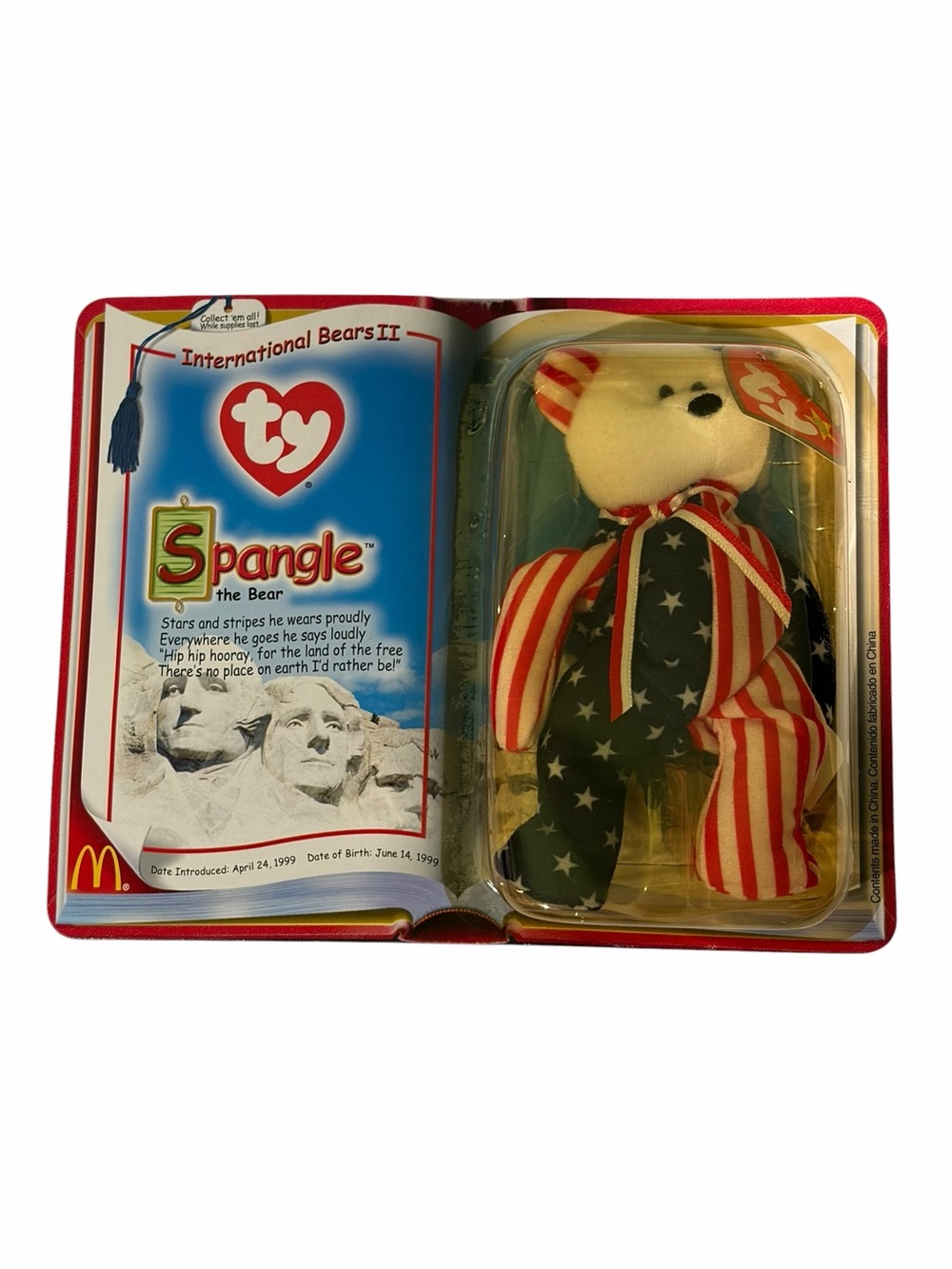 McDonald's Ty Spangle Bear Plush - Red, White, Blue